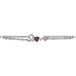 Gabriel & Co. Silver LOVE Bracelet with Rubies