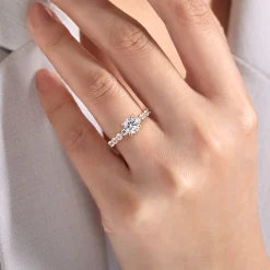 Outlet Gabriel & Co. Silvey - 14K Rose Gold Round Single Prong Diamond Engagement Ring