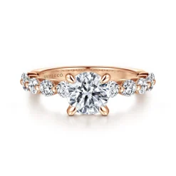 Outlet Gabriel & Co. Silvey - 14K Rose Gold Round Single Prong Diamond Engagement Ring