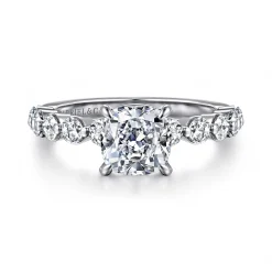 Outlet Gabriel & Co. Silvey - 14K White Gold Cushion Cut Single Prong Diamond Engagement Ring