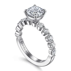 Outlet Gabriel & Co. Silvey - 14K White Gold Cushion Cut Single Prong Diamond Engagement Ring