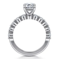 Best Gabriel & Co. Silvey - 14K White Gold Emerald Cut Single Prong Diamond Engagement Ring