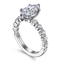 Hot Gabriel & Co. Silvey - 14K White Gold Marquise Shape Single Prong Diamond Engagement Ring