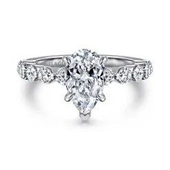 Best Gabriel & Co. Silvey - 14K White Gold Pear Shape Single Prong Diamond Engagement Ring