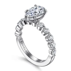 Best Gabriel & Co. Silvey - 14K White Gold Pear Shape Single Prong Diamond Engagement Ring