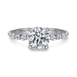 Sale Gabriel & Co. Silvey - 14K White Gold Round Single Prong Diamond Engagement Ring