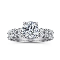 Sale Gabriel & Co. Silvey - 14K White Gold Round Single Prong Diamond Engagement Ring