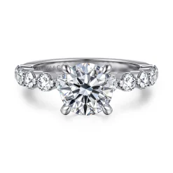 Gabriel & Co. Silvey - 14K White Gold Round Single Prong Diamond Engagement Ring