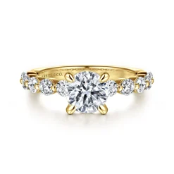 Discount Gabriel & Co. Silvey - 14K Yellow Gold Round Single Prong Diamond Engagement Ring