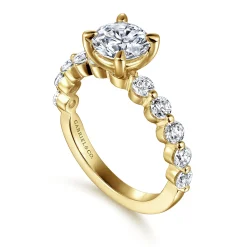 Discount Gabriel & Co. Silvey - 14K Yellow Gold Round Single Prong Diamond Engagement Ring