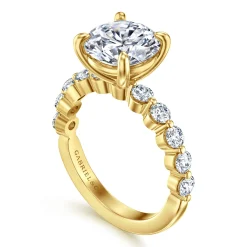 Sale Gabriel & Co. Silvey - 14K Yellow Gold Round Single Prong Diamond Engagement Ring