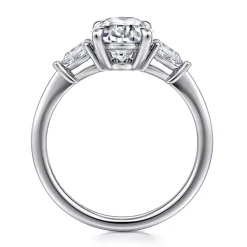 Hot Gabriel & Co. Sima - 14K White Gold Oval Three Stone Diamond Engagement Ring