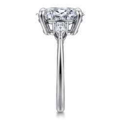 Clearance Gabriel & Co. Sima - 14K White Gold Oval Three Stone Diamond Engagement Ring