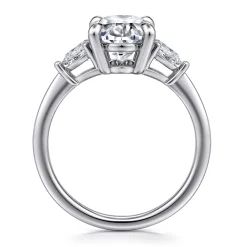 Clearance Gabriel & Co. Sima - 14K White Gold Oval Three Stone Diamond Engagement Ring