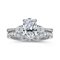 Best Gabriel & Co. Sima - 14K White Gold Oval Three Stone Diamond Engagement Ring