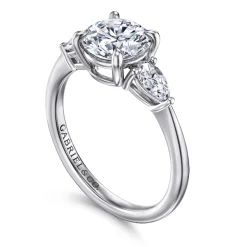 Best Gabriel & Co. Sima - 14K White Gold Round Three Stone Diamond Engagement Ring