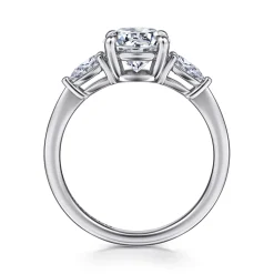 Best Gabriel & Co. Sima - 14K White Gold Round Three Stone Diamond Engagement Ring