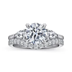 Best Gabriel & Co. Sima - 14K White Gold Round Three Stone Diamond Engagement Ring