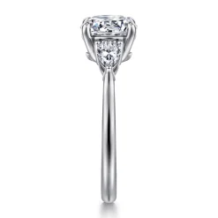 Best Gabriel & Co. Sima - 14K White Gold Round Three Stone Diamond Engagement Ring
