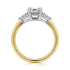 New Gabriel & Co. Sima - 14K White-Yellow Gold Emerald Cut Three Stone Diamond Engagement Ring