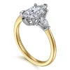 Best Gabriel & Co. Sima - 14K White-Yellow Gold Marquise Shape Three Stone Diamond Engagement Ring