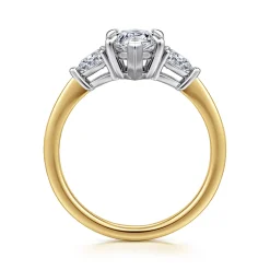 Best Gabriel & Co. Sima - 14K White-Yellow Gold Marquise Shape Three Stone Diamond Engagement Ring