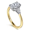Gabriel & Co. Sima - 14K White-Yellow Gold Oval Three Stone Diamond Engagement Ring