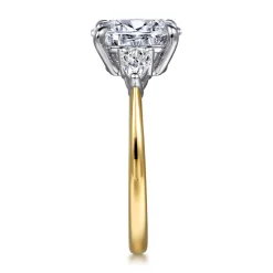 Gabriel & Co. Sima - 14K White-Yellow Gold Oval Three Stone Diamond Engagement Ring