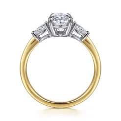 Gabriel & Co. Sima - 14K White-Yellow Gold Oval Three Stone Diamond Engagement Ring