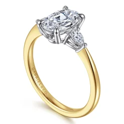 Online Gabriel & Co. Sima - 14K White-Yellow Gold Oval Three Stone Diamond Engagement Ring