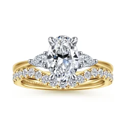Online Gabriel & Co. Sima - 14K White-Yellow Gold Oval Three Stone Diamond Engagement Ring