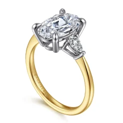 Gabriel & Co. Sima - 14K White-Yellow Gold Oval Three Stone Diamond Engagement Ring