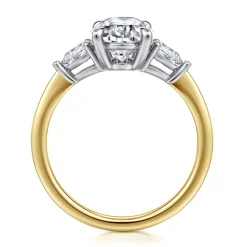 New Gabriel & Co. Sima - 14K White-Yellow Gold Oval Three Stone Diamond Engagement Ring