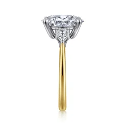 Discount Gabriel & Co. Sima - 14K White-Yellow Gold Oval Three Stone Diamond Engagement Ring