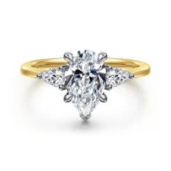 Outlet Gabriel & Co. Sima - 14K White-Yellow Gold Pear Shape Three Stone Diamond Engagement Ring