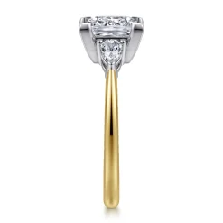 Sale Gabriel & Co. Sima - 14K White-Yellow Gold Princess Cut Three Stone Diamond Engagement Ring