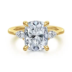 Online Gabriel & Co. Sima - 14K Yellow Gold Elongated Cushion Three Stone Diamond Engagement Ring