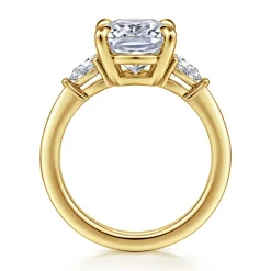 Online Gabriel & Co. Sima - 14K Yellow Gold Elongated Cushion Three Stone Diamond Engagement Ring