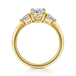 Hot Gabriel & Co. Sima - 14K Yellow Gold Elongated Cushion Three Stone Diamond Engagement Ring