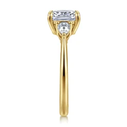 Hot Gabriel & Co. Sima - 14K Yellow Gold Elongated Cushion Three Stone Diamond Engagement Ring