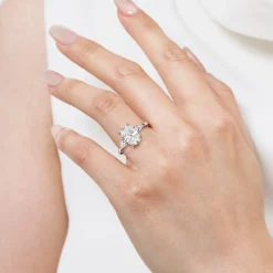 Clearance Gabriel & Co. Sima - Platinum Oval Three Stone Diamond Engagement Ring