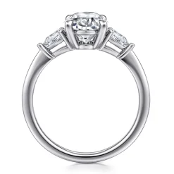 Clearance Gabriel & Co. Sima - Platinum Oval Three Stone Diamond Engagement Ring