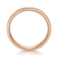 Outlet Gabriel & Co. Simon - 14K Rose Gold 6mm - Men's Wedding Band in Hammered Finish