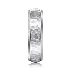 Clearance Gabriel & Co. Simon - 14K White Gold 6mm - Men's Wedding Band in Hammered Finish