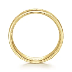 New Gabriel & Co. Simon - 14K Yellow Gold 6mm - Men's Wedding Band in Hammered Finish