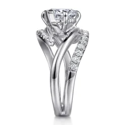 Clearance Gabriel & Co. Slate - 14K White Gold Bypass Marquise Shape Diamond Engagement Ring