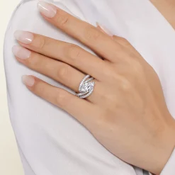 Clearance Gabriel & Co. Slate - 14K White Gold Bypass Marquise Shape Diamond Engagement Ring