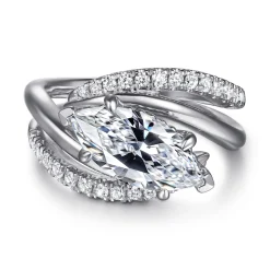 Clearance Gabriel & Co. Slate - 14K White Gold Bypass Marquise Shape Diamond Engagement Ring
