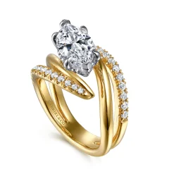 Sale Gabriel & Co. Slate - 14K White-Yellow Gold Bypass Marquise Shape Diamond Engagement Ring