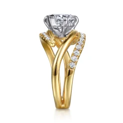 Sale Gabriel & Co. Slate - 14K White-Yellow Gold Bypass Marquise Shape Diamond Engagement Ring
